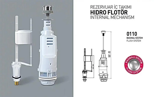 Nalburkent Nkp Rezervuar Klozet Depo İç Takımı Hidro Flotör Basmalı Sistem Code 0110 - 3