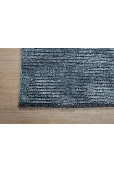 GÜMÜŞSUYU Deco Fashion 14017 Mavi Antitoz Yıkanabilir Pamuk Polyester Dekoratif Modern Halılar - 3