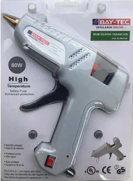 Bay-Tec MK0438 Sıcak Sılıkon Mum Silikon Tabancası Kalın Çubuk 80W