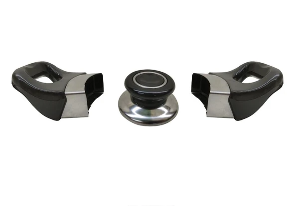 Nalburkent Tencere Tava Sahan Kulp Cam Ve Metal Kapak İçin Yasemin Kromajlı Siyah 5 Set - Resim 2