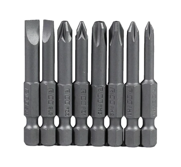 Rico 005-KK1130 Yıldız Düz Bits Uç Seti Ph+Pz+Sl 8 Parça 50 mm