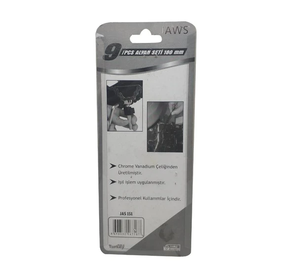 JAWS Alyan Anahtar Takımı Düz Uzun 9 Parça 180 mm  JAS 151 - Resim 6