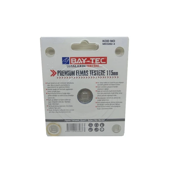 Bay-Tec MK0282-4 Premium Turbo Elmas Testere Kesici Disk 115 mm - 4