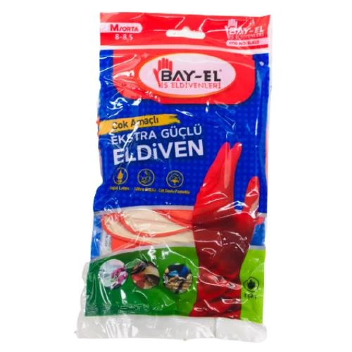 Bay-El EL435 İş Bulaşık Temizlik Eldivenleri Latex M 8-8,5 30Çift - 2