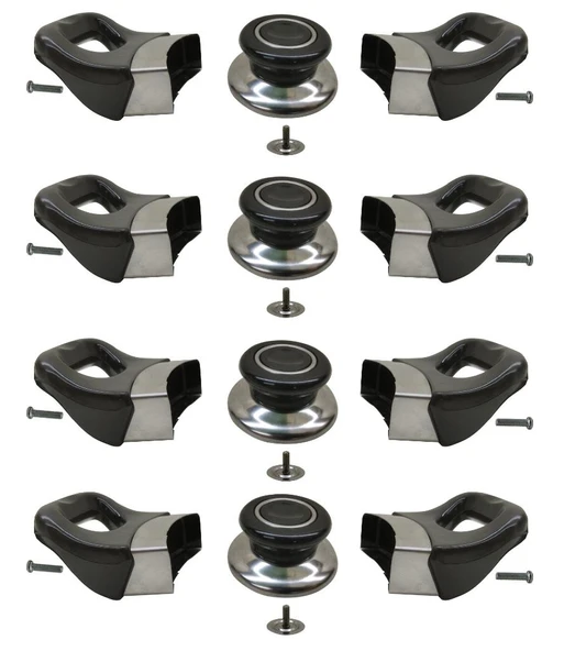 Nalburkent Tencere Tava Sahan Kulp Cam Ve Metal Kapak İçin Yasemin Kromajlı Siyah 4 Set - Resim 2