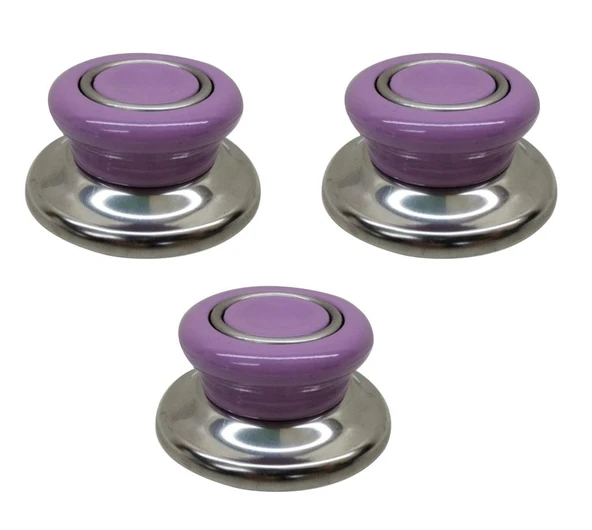 3 Adet Lila Tencere Tava Sahan Cam/Metal Kapak Kulpu ürün görseli 1