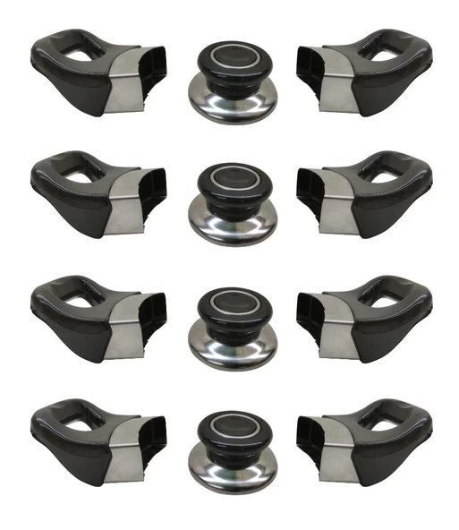 Nalburkent Tencere Tava Sahan Kulp Cam Ve Metal Kapak İçin Yasemin Kromajlı Siyah 4 Set ürün görseli 1