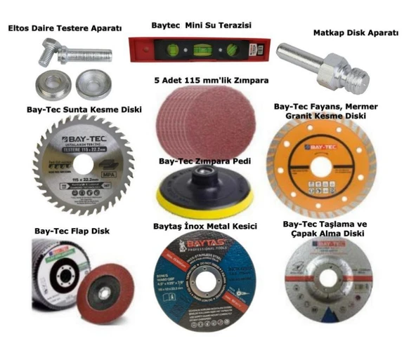 9'lu Taşlama ve Kesme Disk Seti Seramik Ahşap Metal Zımpara - 2