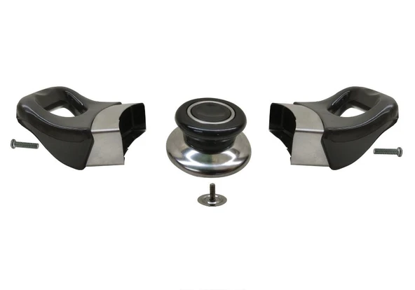 Nalburkent Tencere Tava Sahan Kulp Cam Ve Metal Kapak İçin Yasemin Kromajlı Siyah 5 Set - Resim 3