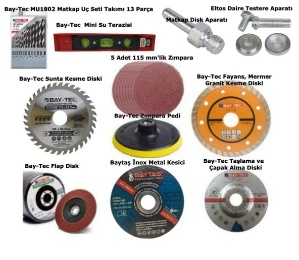 10'lu Taşlama ve Kesme Disk Seti Seramik Ahşap Metal Zımpara - 2