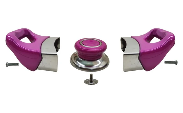 Tencere Tava Sahan Kulp ve Kapak Kulpu Fuşya Pembe 3 Set - Resim 2