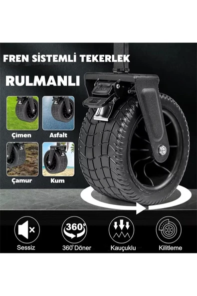 Katlanır El Arabası Wagon Araba Kamp Arabası 100 Kg Taşıma Kapasiteli Outdoor Plaj Kamp Arabası - 2