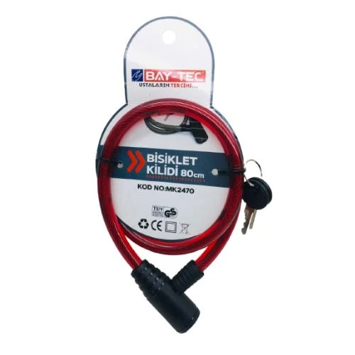 Bay-Tec MK2470 Bisiklet Kilidi 2 Anahtarlı 80cm - 2