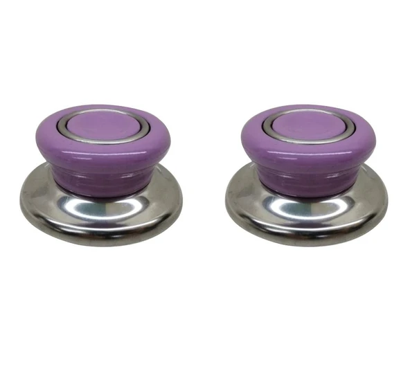 2 Adet Lila Tencere Tava Sahan Cam/Metal Kapak Kulpu ürün görseli 1