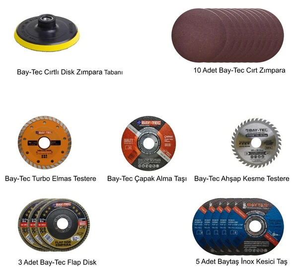 7'li Taşlama ve Kesme Disk Seti Seramik Ahşap Metal Zımpara - 2