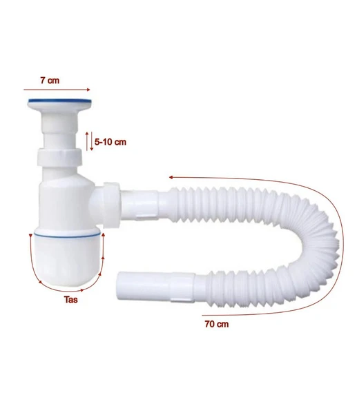 Özbest Taslı Körüklü Lavabo Sifonu Paslanmaz Süzgeç ve Vidalı - 2