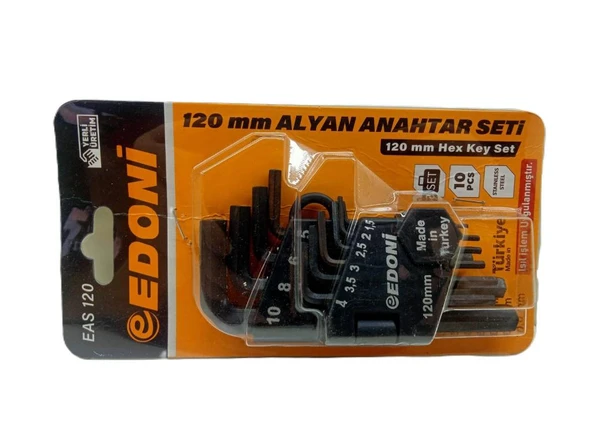 Edoni Alyan Anahtar Seti 10 Pcs Hex Key Set Siyah120mm Eas120 - 2