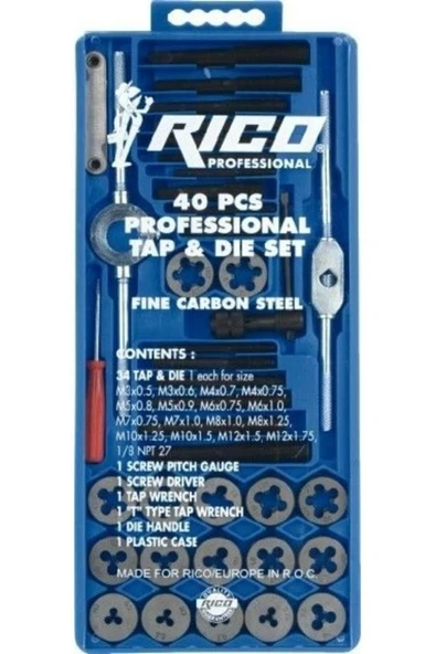 Rico RC3240 Pafta Kılavuz Yiv Diş Açma Seti 40 Parça - 1