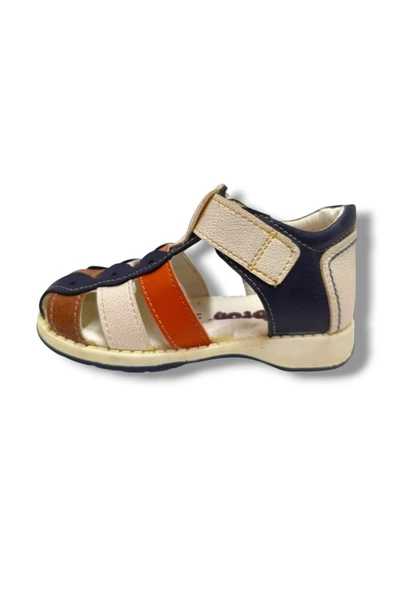 Beebron 3008-20 Anatomik Önü Kapali 3 Şeritli Erkek Çocuk Sandalet Lacivert Beyaz 21-25 - Resim 3
