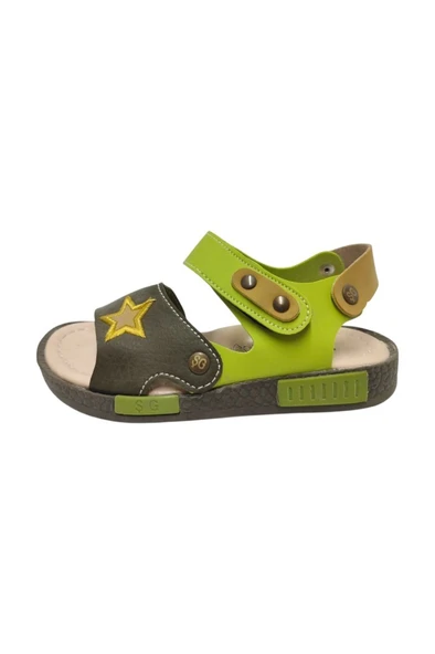 Şirinbebe 1703-20 Anatomik Yıldız Desen Cirtli Erkek Çocuk Sandalet Haki Yeşil 26-30 - Resim 2