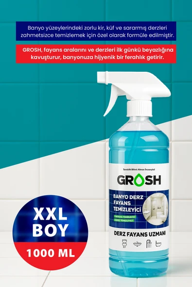 Grosh Banyo Derz Fayans Temizleyici Sprey 1 Litre (Blue Shine) - 5