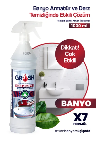 Grosh Ultra Güçlü Banyo Temizleyici ve Kireç Çözücü Sprey (Büyük Boy) - 1