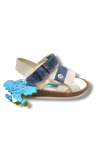 Şirinbebe 1719-20 Anatomik 3 Bant Kemer Tokalı Erkek Çocuk Sandalet Beyaz Mavi 21-25 - Resim 2