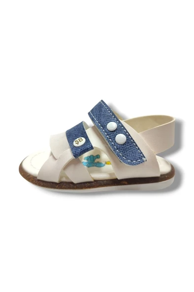 Şirinbebe 1733-20 Anatomik 3 Bant Erkek Çocuk Sandalet Beyaz Mavi 18-20 - Resim 2