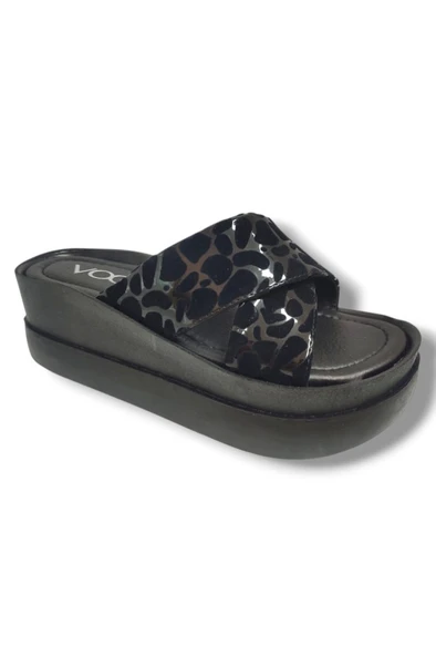 Voga 2500-89-25 Deri Dolgu Topuk Kadın Terlik