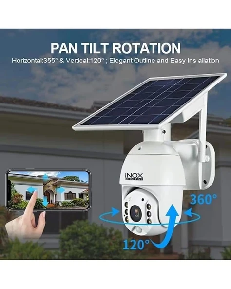 SIM Kartlı Güneş Enerjili Kamera Solar Kamera 4G PTZ 360 Derece Dönebilen Harekete Sese Duyarlı Kamera - 2