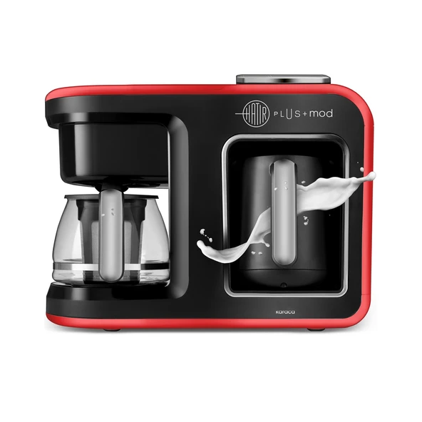 Karaca Hatır Plus 5 in 1 Konuşan Közde ve Sütlü Türk Kahvesi ve Filtre Kahve Makinesi Cherry Red ürün görseli