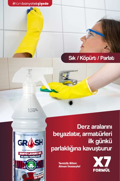 Grosh Ultra Güçlü Banyo Temizleyici ve Kireç Çözücü Sprey (Büyük Boy) - 7