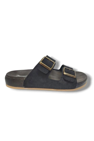 Parmi 25901-25 Deri Çift Bant Anatomik Erkek Terlik - 8