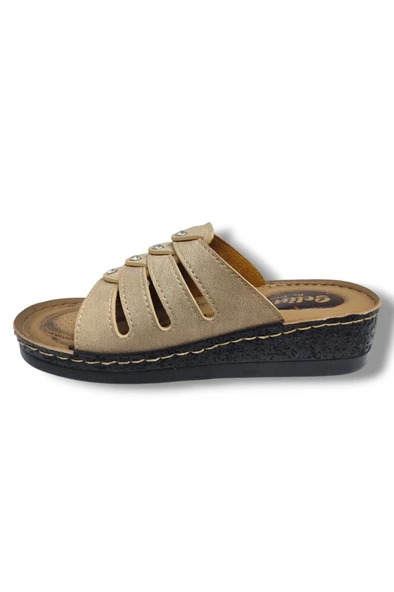 Selin 323-25 Deri Anatomik Dolgu Topuklu Kadın Terlik - Resim 3