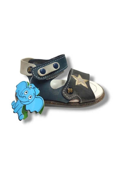 Şirinbebe 1734-20 Anatomik Yıldız Desen Cirtli Erkek Çocuk Sandalet Lacivert Füme 18-20 - Resim 3