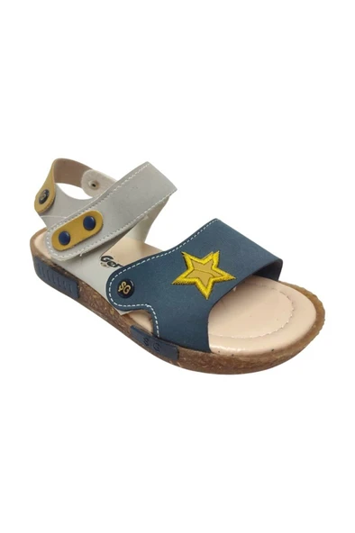 Şirinbebe 1707-20 Anatomik Yıldız Desen Cirtli Erkek Çocuk Sandalet Lacivert Gri 26-30 ürün görseli