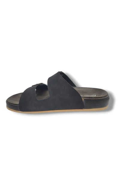 Parmi 25901-25 Deri Çift Bant Anatomik Erkek Terlik - 9