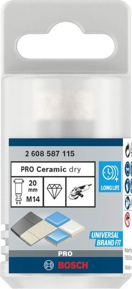 PRO Ceramic Dry Karot Uç, 20 x 35 x 22,23 mm - Resim 2
