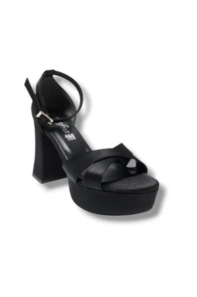 Defne 787-25 Saten Çapraz Bant Kalın Topuk(10cm) Anatomik Kadın Sandalet - Resim 4