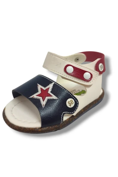 Şirinbebe 1643-20 Anatomik Yıldız Desen Cırtlı Erkek Çocuk Sandalet Lacivert Beyaz 18-20 ürün görseli