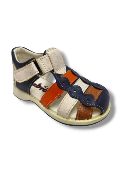 Beebron 3008-20 Anatomik Önü Kapali 3 Şeritli Erkek Çocuk Sandalet Lacivert Beyaz 21-25 ürün görseli