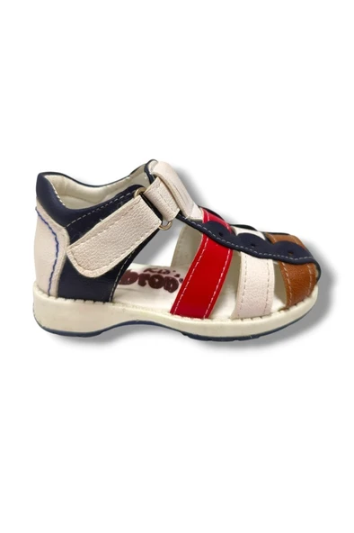 Beebron 3014-20 Anatomik Önü Kapali 3 Şeritli Erkek Çocuk Sandalet Lacivert Kırmızı 18-20 - Resim 2