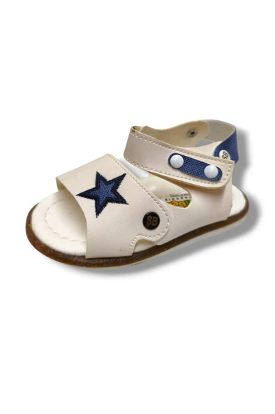Şirinbebe 3022-20 Yıldız Desen Cırtlı Erkek Çocuk Sandalet Beyaz Mavi 21-25 ürün görseli