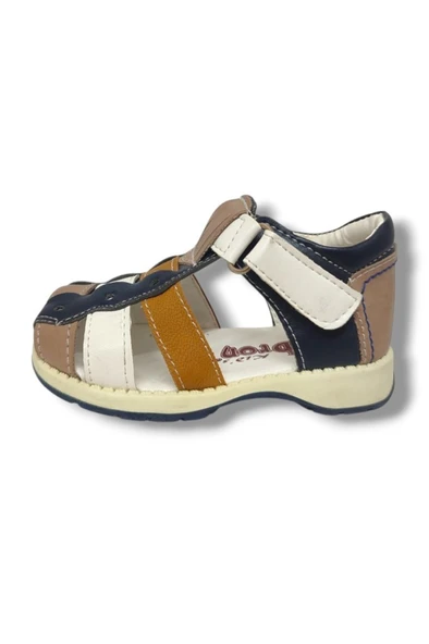 Beebron 1600-20 Anatomik Önü Kapali 3 Şeritli Erkek Çocuk Sandalet Lacivert Kahve18-20 - Resim 2