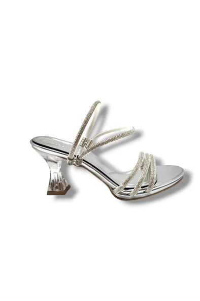 Erbay 81-25 Deri Taşlı Şeffaf Topuk Anatomik Kadın Sandalet - 2