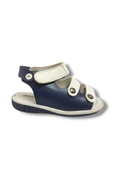 Şirinbebe 1633-20 Anatomik Tek Cirtli Erkek Çocuk Sandalet Lacivert Beyaz 21-25 - Resim 2