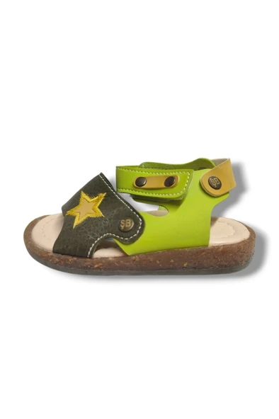 Şirinbebe 1663-20 Anatomik Yıldız Desen Cirtli Erkek Çocuk Sandalet Haki Yeşil 21-25 - 2