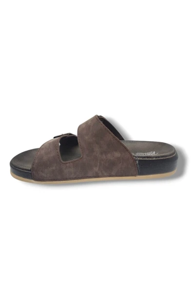 Parmi 25901-25 Deri Çift Bant Anatomik Erkek Terlik - 6