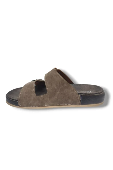 Parmi 25901-25 Deri Çift Bant Anatomik Erkek Terlik - 12