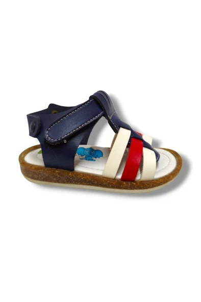 Şirinbebe 3019-20 3 Şeritli Cırt Bant Erkek Çocuk Sandalet Lacivert Kırmızı 21-25 - Resim 2